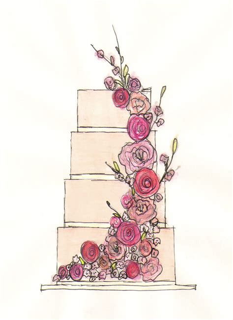 Pin By Ke Doudou On Cake Ideas Cake Drawing Flower Drawing Wedding