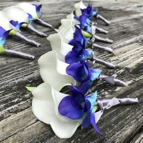 Calla Lily and Galaxy Orchid Boutonnières Groom Boutonnière Etsy