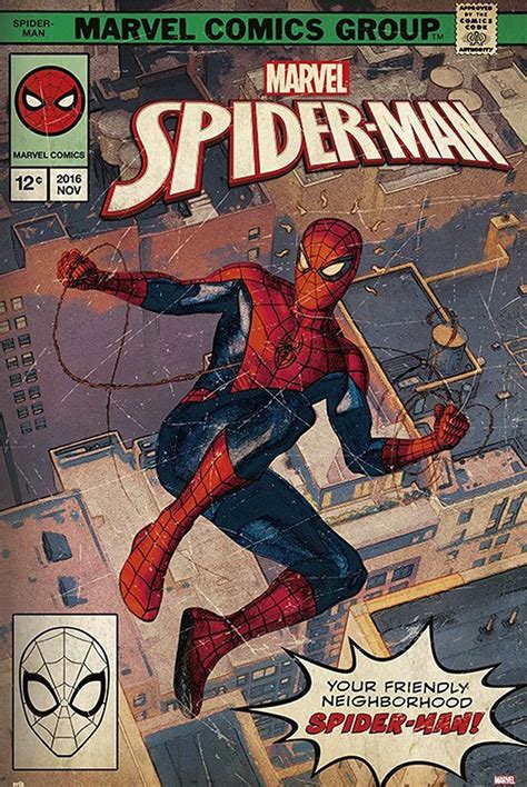 Marvel Poster Spider Man Comic Front Spiderman Poster Retro Poster