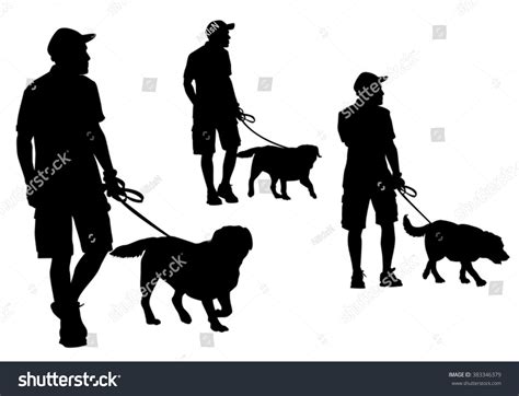 Man Walking Dog On Leash Silhouette Stock Vector 383346379 Shutterstock