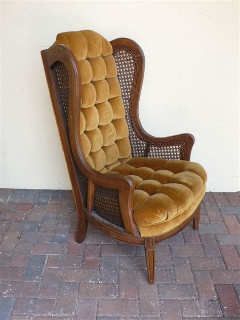 Shop for high back upholstered chair online at target. Vintage High Back Cane Side Wing Arm Chair with Wood frame ...