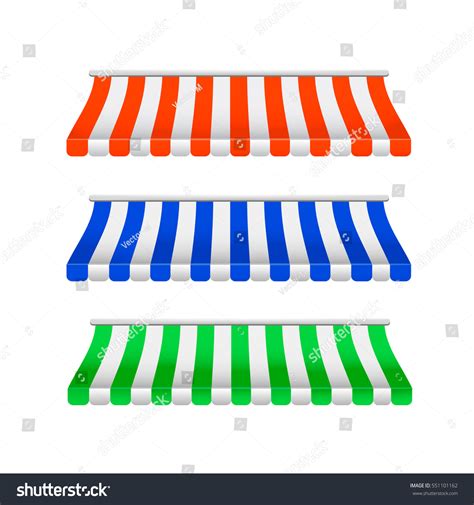 Set Striped Awnings Shops Restaurants Vector Stock Vector Royalty Free