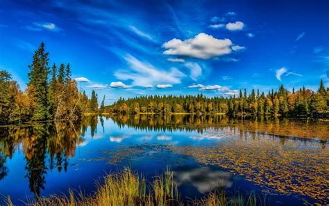 Wallpaper Norway Lake Trees Water Reflection Blue Sky Nature