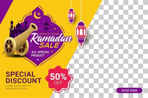 Ramadan Sale Discount Banner Template Promotion Premium Vector