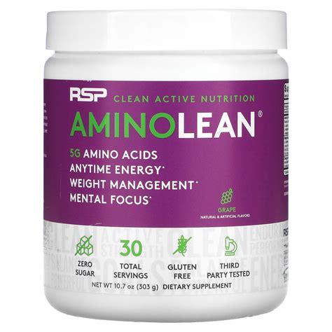Rsp Nutrition Aminolean 5 G Amino Acids Anytime Energy Grape 107