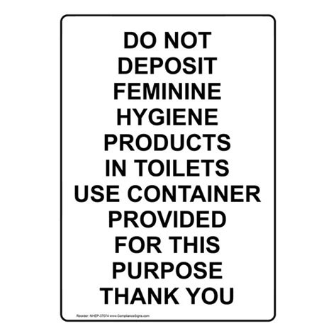 Vertical Do Not Deposit Feminine Hygiene Products Sign