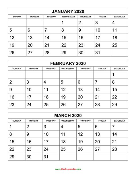 3 Month Calendar 2020 Printable Printable Word Searches