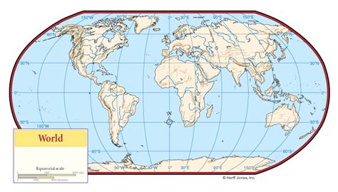 World Centered Outline Maps Without Boundaries