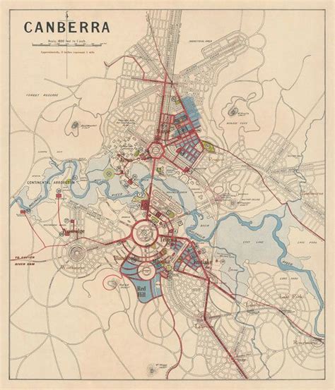 Canberra Map Old Map Of Canberra Print Archival Reproduction On Paper