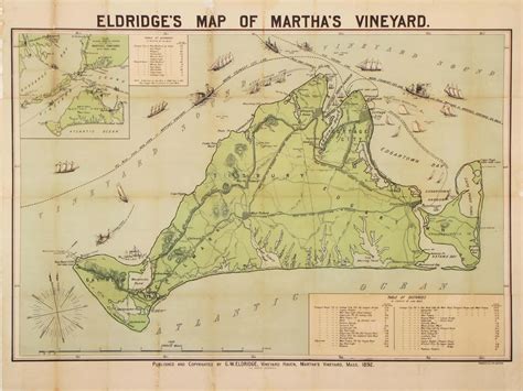 Decorative Tourist Map Of Martha S Vineyard Rare Antique Maps