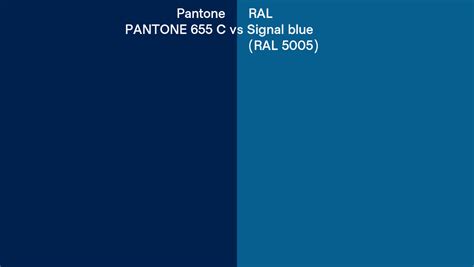Pantone 655 C Vs Ral Signal Blue Ral 5005 Side By Side Comparison