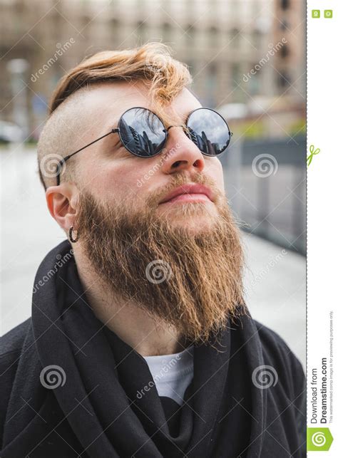 Stylish Bearded Man Posing In The Street Stock Photo Image Of Outdoor