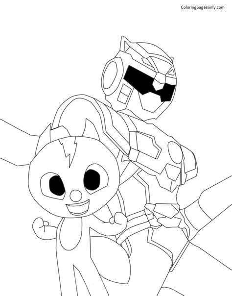 Volt And The Ranger Miniforce X Coloring Page Free Printable Coloring