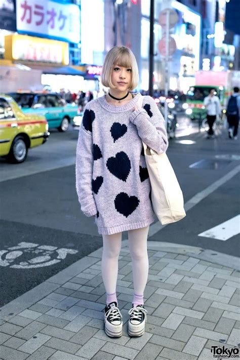 Art School Fan In Harajuku W Jouetie Sweater And Nadia Platform Sneakers Tokyo Fashion News