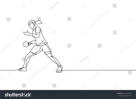 Single Continuous Line Drawing Young Agile Stock Vector Royalty Free