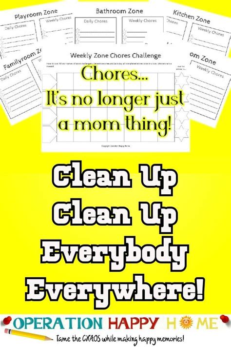 Cleaning Zones Chore Charts For Kids Chore Chart Chore Chart Kids
