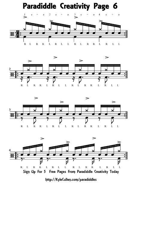 Paradiddle Drum Lesson Paradiddle Creativity Page 6 Drum Sheet