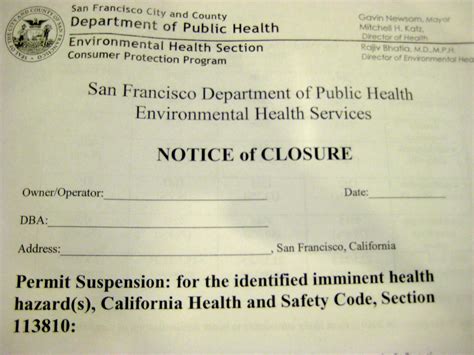 Health Department To Post Public Closure Notices Support More
