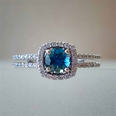 Round London Blue Topaz In Double Shank 14k White Gold Ring Middleton