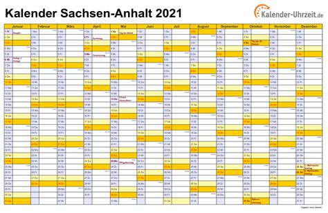 Laden sie die kalender mit feiertagen 2021 zum ausdrucken. Feiertage 2021 Sachsen-Anhalt + Kalender