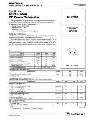 MRF463 Datasheet, Equivalent, Cross Reference Search. Transistor Catalog