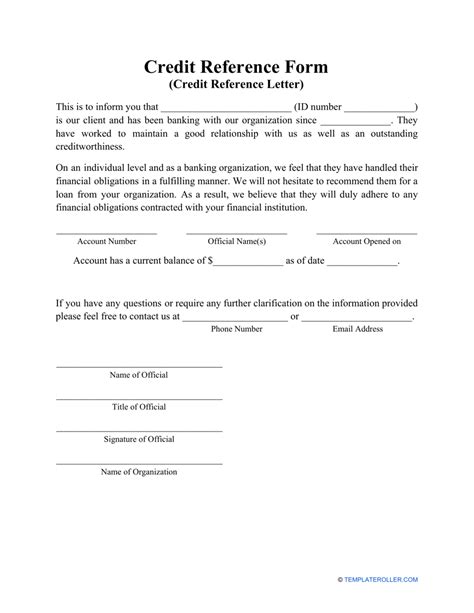 Credit Reference Form Fill Out Sign Online And Download Pdf