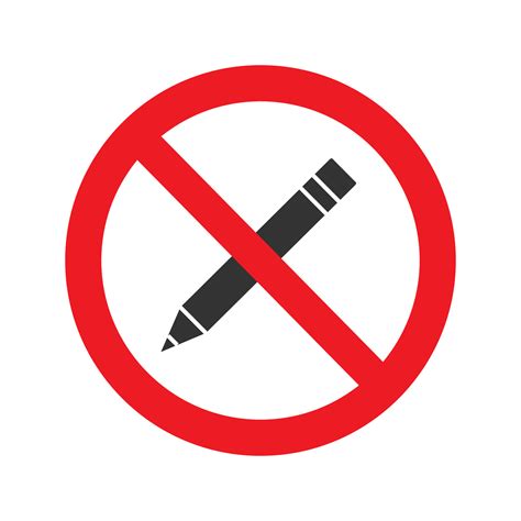 Forbidden Sign With Pencil Glyph Icon Do Not Write No Editing