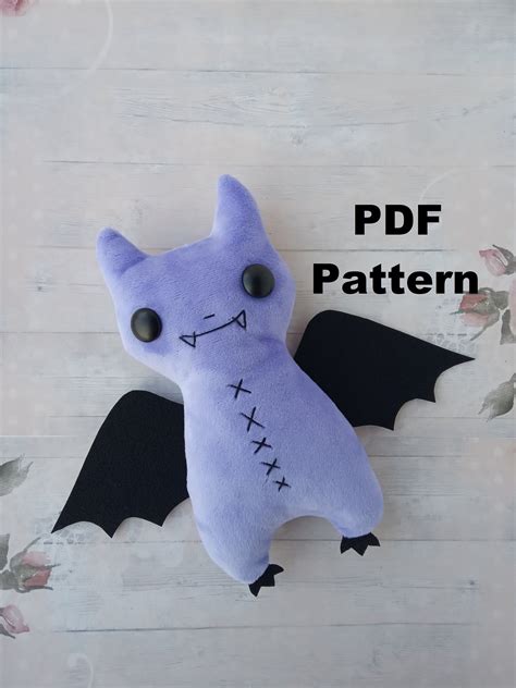 Stuffed Animal Bat Sewing Pattern Goth Doll Tutorial Plush Toy Etsy
