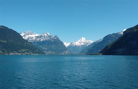 Lake Lucerne Switzerland Alpine View Stock Photo Image Of Capped