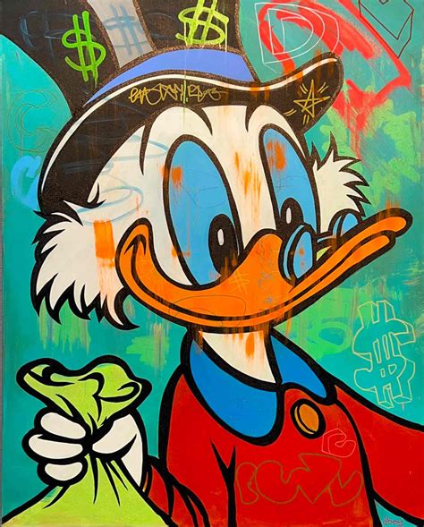 Contemporary Art Acrylic On Canvas Huge Uncle Scrooge Mcduck Dboy