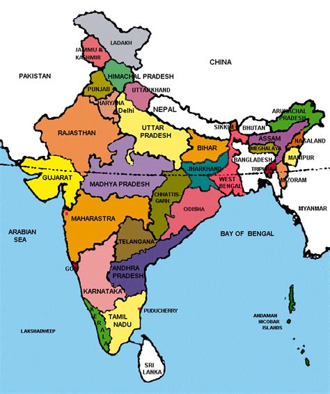 India Political Map States Capitals And Neighbouring Countries