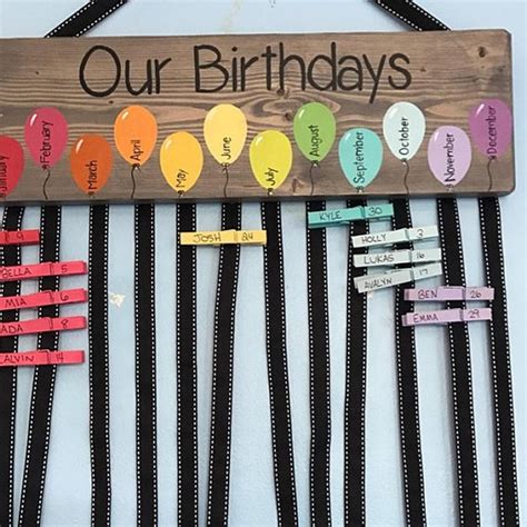 Birthday Chart Balloons Class Birthdays Classroom Decor Rainbow