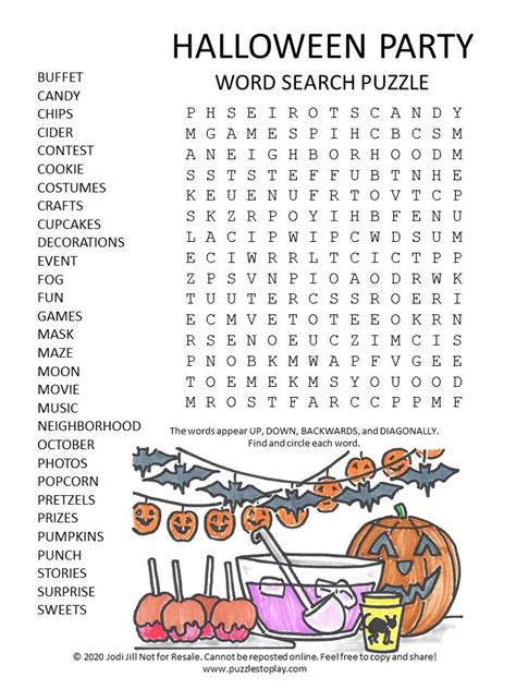 Halloween Party Word Search Puzzle Free Word Search Puzzles
