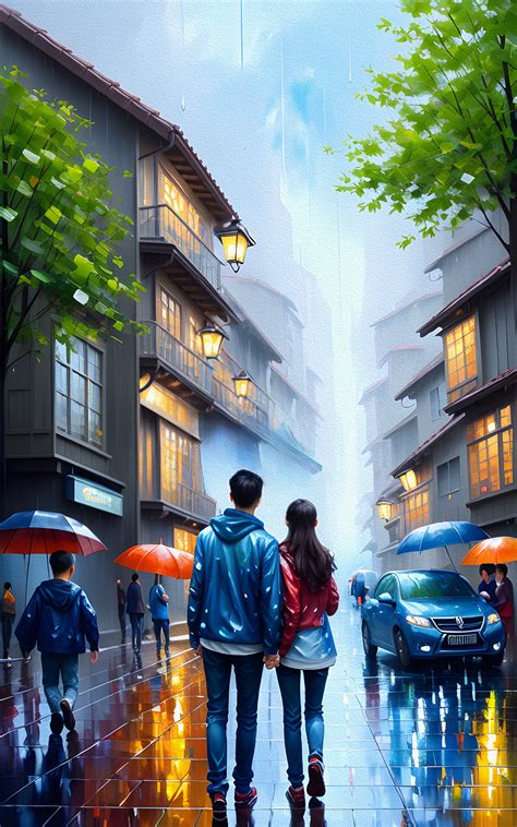 Download Ai Generated Couple Rain Royalty Free Stock Illustration