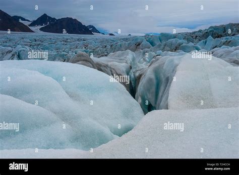 Ice Field Of Huge Glacier In Hornsund Svalbard Arctic Norway Stock