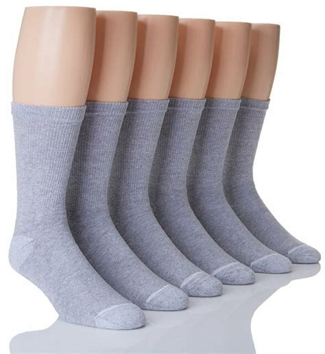 Hanes Cl85 Classics Men Comfortsoft Crew Socks Grey 6 Pack Grey 41925