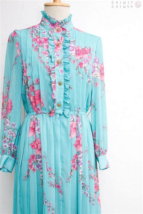 Vintage 70s Dress Japanese Vintage Dress Sheer Chiffon Etsy Vintage