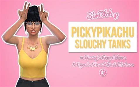 Sim Blob 36 Recolours Of Pickypikachus Slouchy Tanks Sims 4