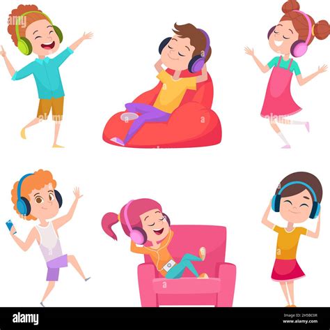 Kids Listen Music Children Leisure Enjoying Sound Happy Lazy Teens