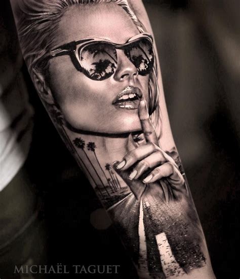 Tattoo Artist Michael Taguet Authors Tattoos In Color And Blackandgrey Realism France Girl