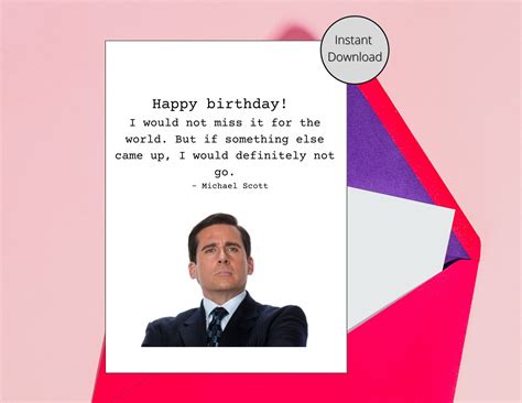 Michael Scott The Office Printable Happy Birthday Card Etsy