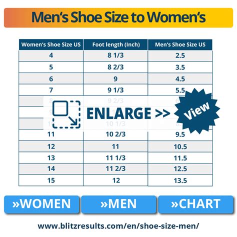 Mens To Womens Shoe Size Conversion Us