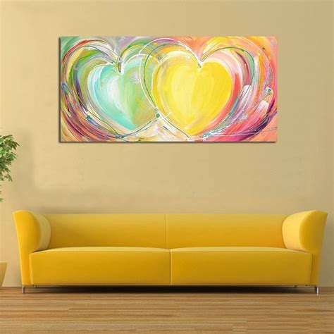 Modern Abstract Romantic Colorful Heart Oil Painting Hand
