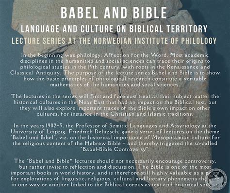 Babel And Bible Language And Culture On Biblical Territory