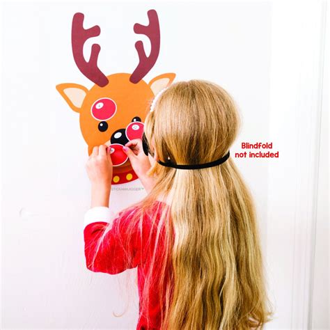Pin The Nose On Rudolph Restickable Reusable Christmas Poster Etsy