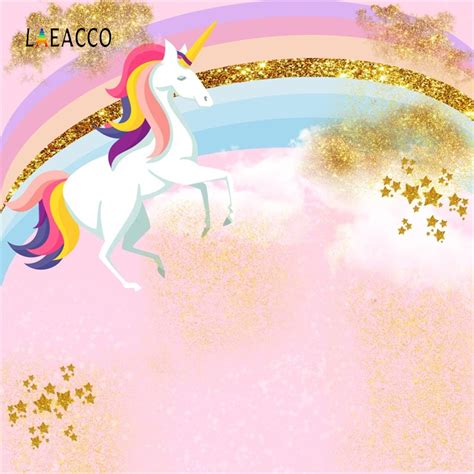 Buy Laeacco Unicorn Backdrop Rainbow Golden Sequins
