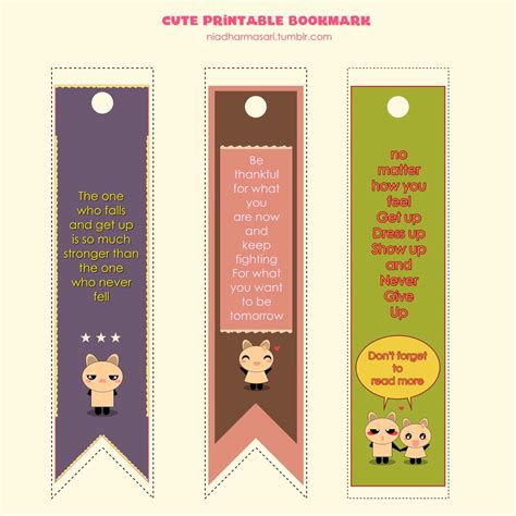 Cute Bookmark Printables