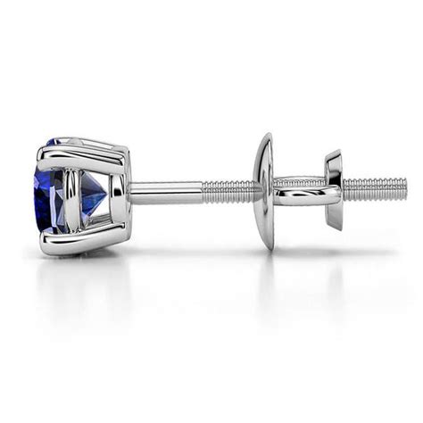 Blue Sapphire Round Gemstone Single Stud Earring In White Gold 4 1 Mm