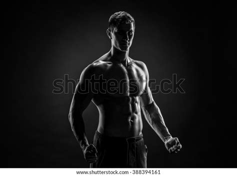 Sexy Shirtless Bodybuilder Posing Looking Camera Stock Photo 388394161