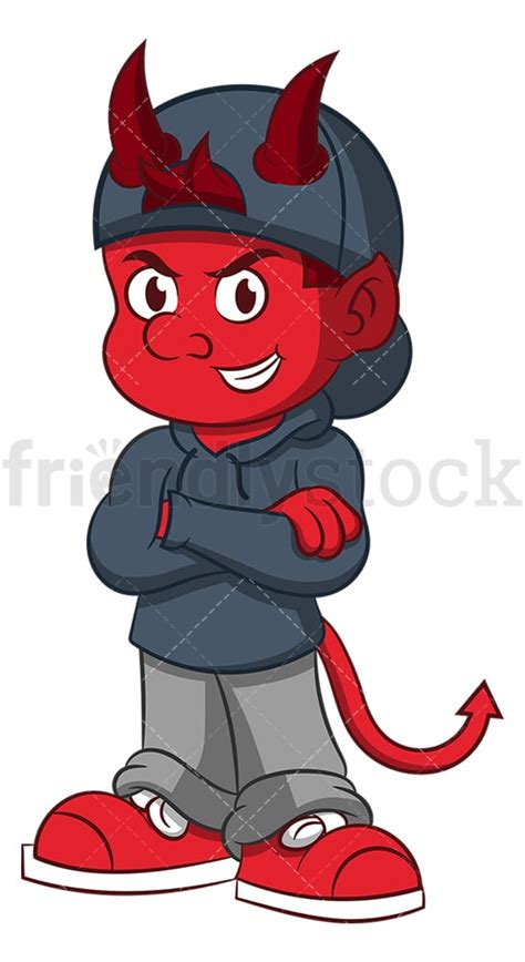 Little Boy Devil Cartoon Clipart Vector Friendlystock